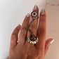 Antique Kundan Meenakari Chand Double Silver Ring