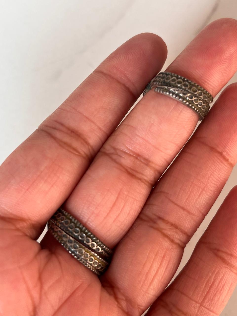 Double Band Kundan Meenakari Chand Ring in 925 Silver