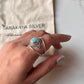 925 Silver Boho Ring with Large Oval Larimar Gemstone