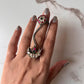 Kundan Meenakari Chand Double Silver Ring with Antique Finish
