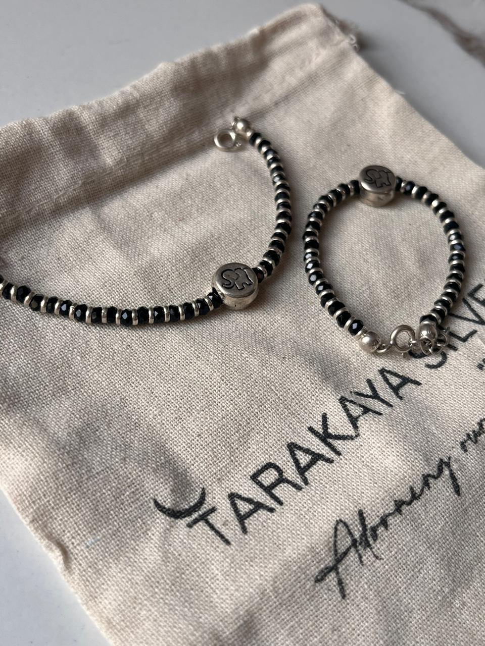 Kids Nazariya Anklet with Hathi Elephant Charm and Black Beads