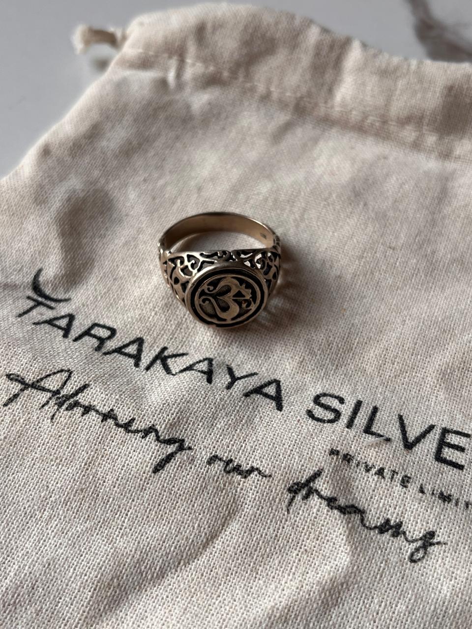 Om Aum Trishul 925 Silver Ring with Vintage Detailing