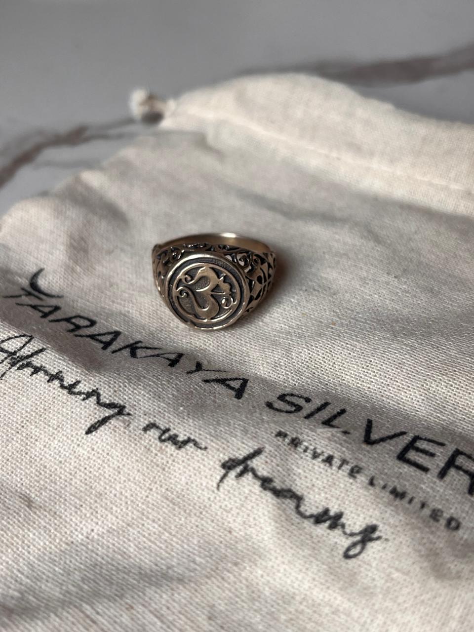 925 Silver Ring with Antique Om Aum Trishul Design