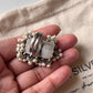 925 Silver Adjustable Ring Featuring Turquoise, Kundan, and Pearls