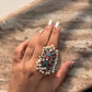Turquoise Meenakari Kundan Pearls Adjustable Ring in 925 Silver