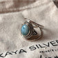 925 Silver Boho Statement Ring with Oval Larimar Gemstone