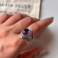 Elegant Amethyst Oval 925 Silver Boho Ring for Women