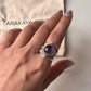 Amethyst Oval Boho Statement 925 Silver Ring