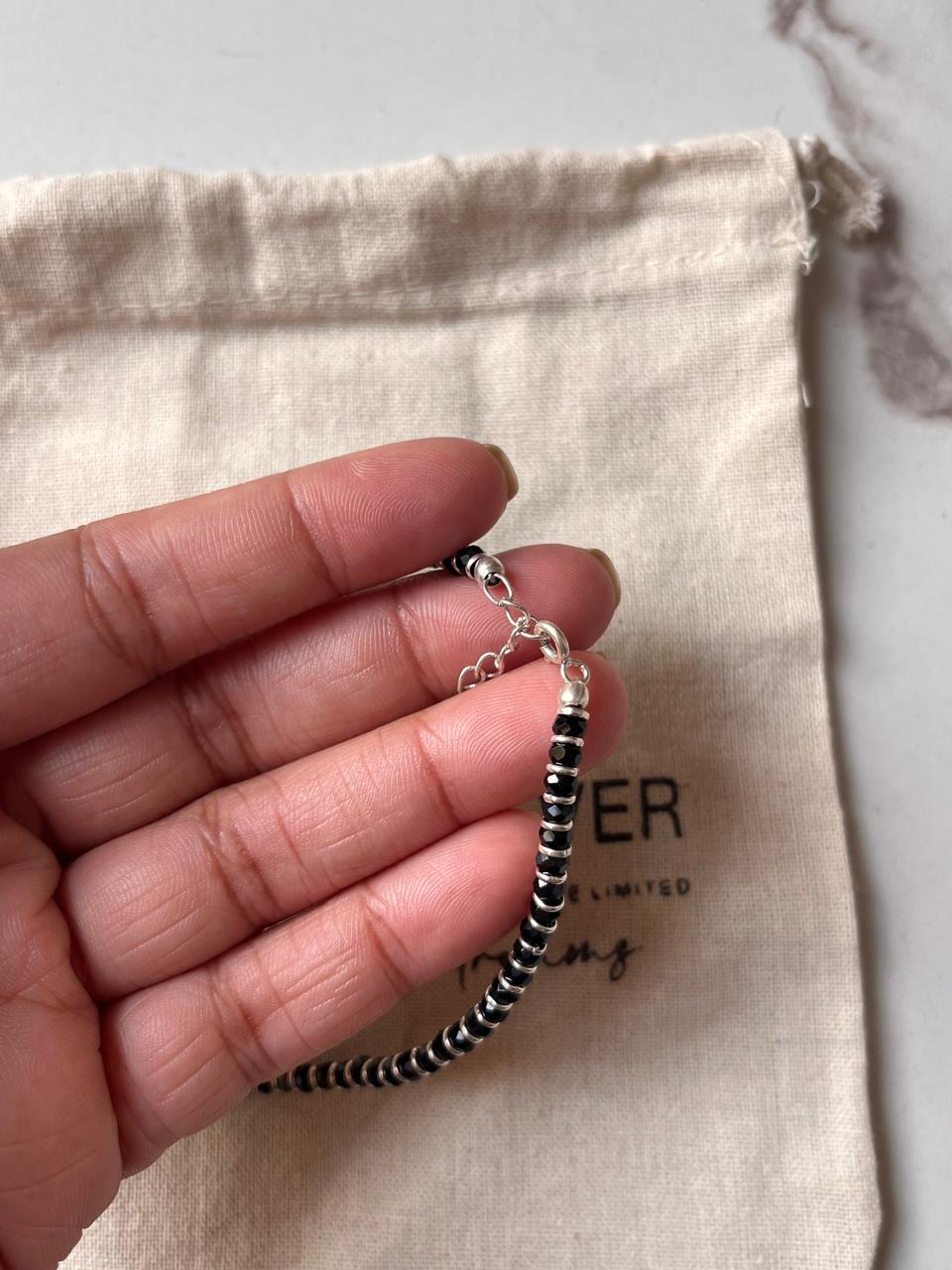 Evil Eye & Black Bead Nazariya 925 Silver Anklet