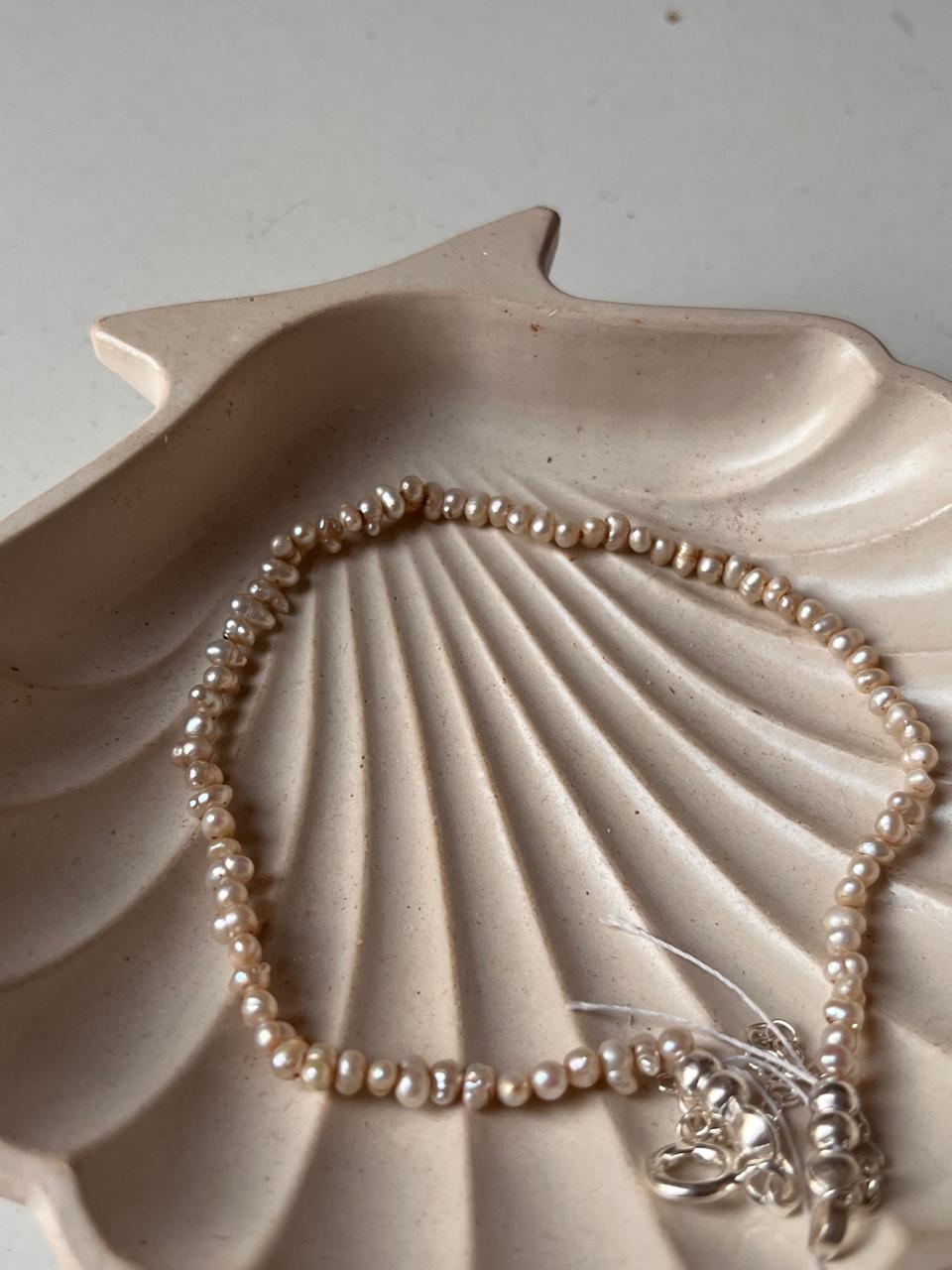 Basra Pearls Anklet on 925 Sterling Silver Chain