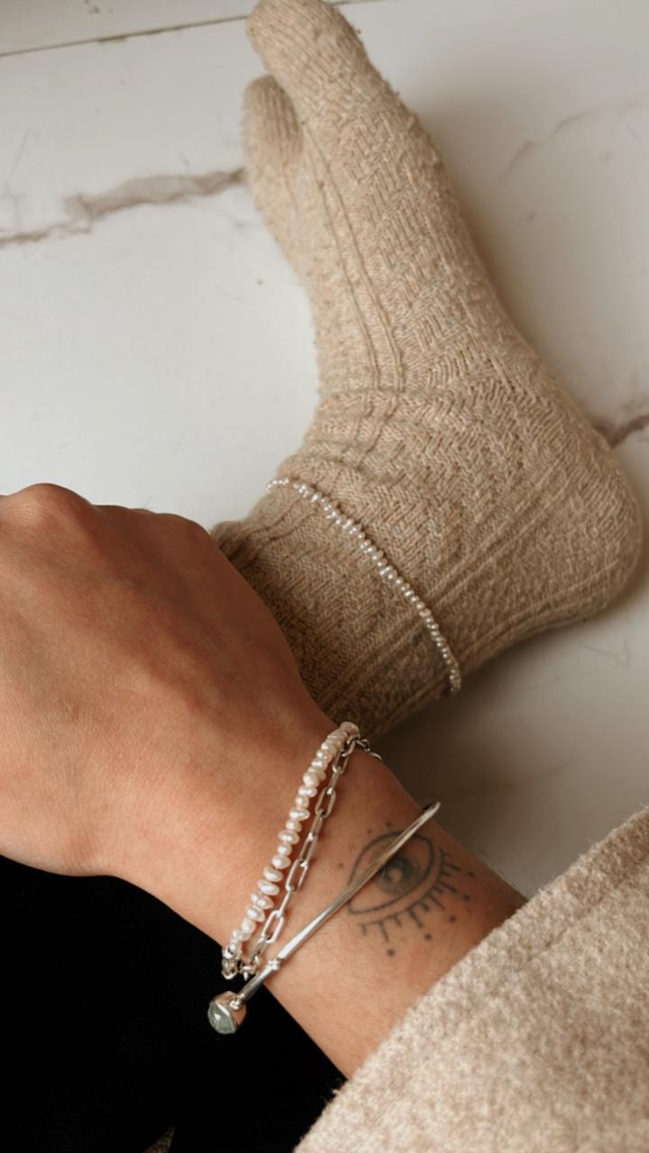 Freshwater Pearls 925 Silver Anklet – Basra Collection