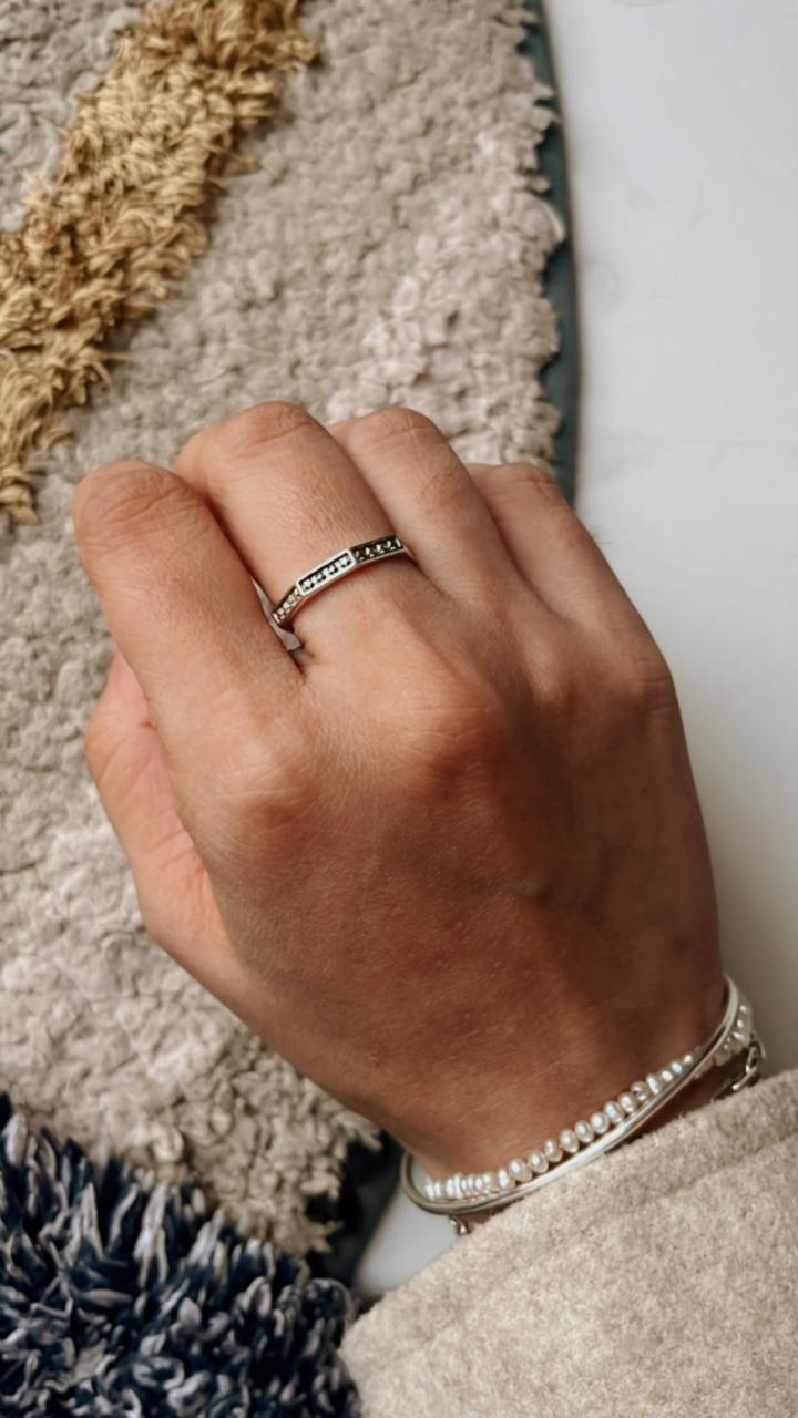Star hexagon band sterling silver 925 ring