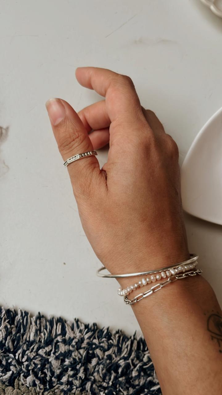 Elegant star hexagon design band silver ring