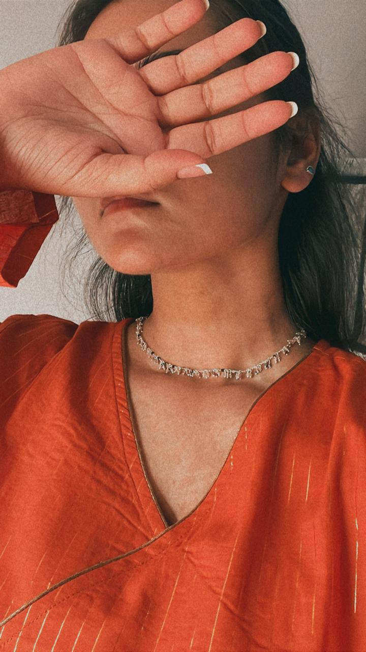 Colorful Multi Tourmaline Gemstone Choker in Handcrafted Silver