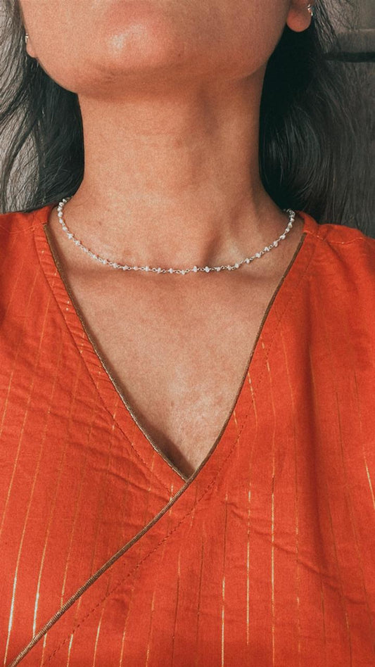 Fresh Water Pearl Handcrafted Silver Choker Necklace for Women
