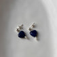 Handmade Lapis Lazuli Heart Stud Earrings in 925 Silver
