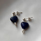 Close-up of Lapis Lazuli Heart Crystal Silver Stud Earrings