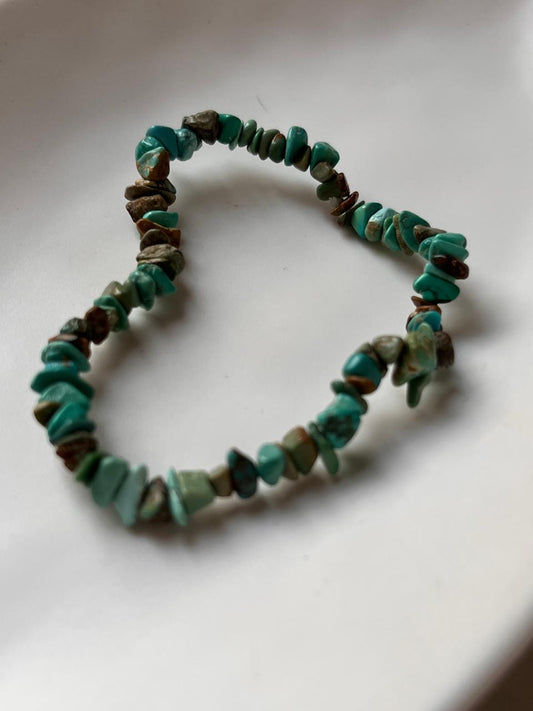 Raw Turquoise Chip Bracelet with Natural Crystals