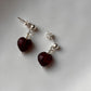 Beautiful Garnet Heart with Pearl Studs in 925 Silver