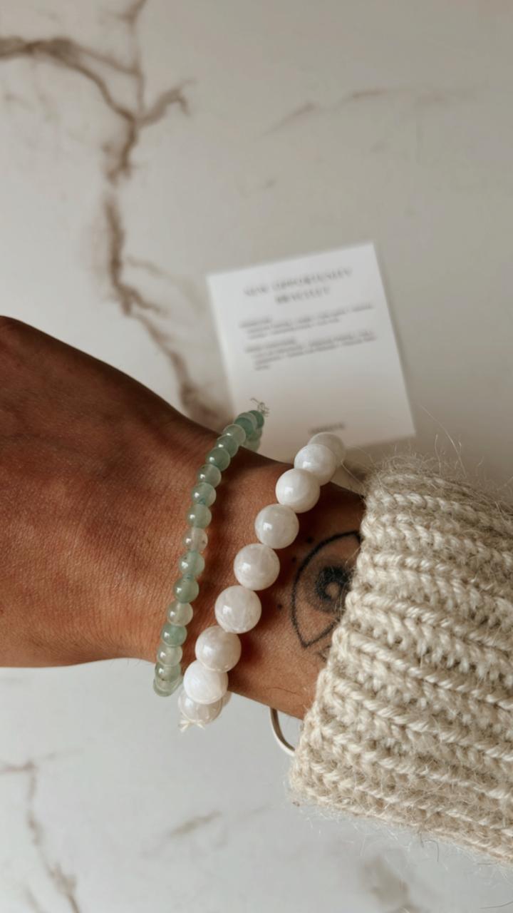 Moonstone 8mm and Green Aventurine 4mm bracelet for attracting new opportunities