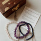 Amethyst Diamond Cut, Rose Quartz Rectangle, and Lapis 4mm bracelet for serenity and clarity