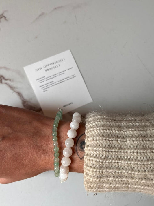 Combo New Opportunity bracelet with Moonstone 8mm and Green Aventurine 4mm