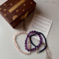 Natural crystal bracelet for peace and balance with Amethyst, Rose Quartz, and Lapis beads