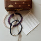 Combo Inner Peace bracelet with Amethyst Diamond Cut 8mm, Rose Quartz Rectangle 8mm, and Lapis Faceted 4mm
