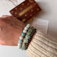 Aquamarine 8mm, Green Aventurine Heart, and Pyrite 4mm gemstone bracelet for wealth and prosperity