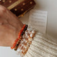 Handcrafted depression-relief bracelet featuring Clear Quartz, Citrine, Tiger Eye, and Carnelian natural crystals
