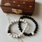 Handcrafted Howlite and Black Tourmaline 8mm bracelet for couples