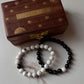 Natural crystal bracelet for couples with Howlite and Black Tourmaline 8mm beads