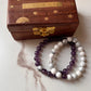 Elegant couple's bracelet featuring Amethyst and Howlite 8mm crystals