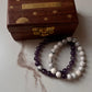 Natural crystal bracelet for couples with Amethyst and Howlite 8mm beads