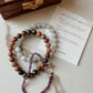 Natural crystal bracelet for relaxation with Rhodonite, Aquamarine, and Amethyst beads