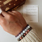 Relaxation combo bracelet with Rhodonite 8mm, Aquamarine 8mm, and Amethyst 4mm