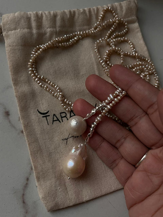 Elegant Basra pearl knot necklace with timeless design