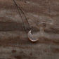 Elegant Moonstone crescent moon crystal silver necklace
