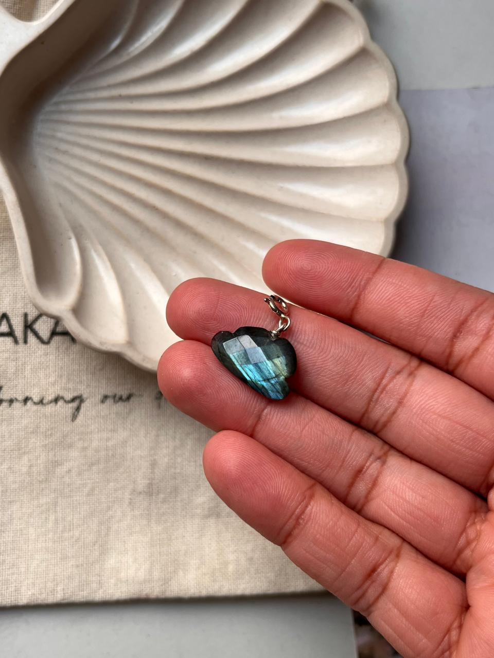 Handcrafted Labradorite Faceted Cloud Crystal Charm - Sterling Silver Setting
