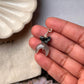 Moonstone Crescent Moon and Butterfly Charm with Black Jasper Accent