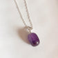 Amethyst Tumble Charm Silver Pendant - Elegant Purple Gemstone Jewelry