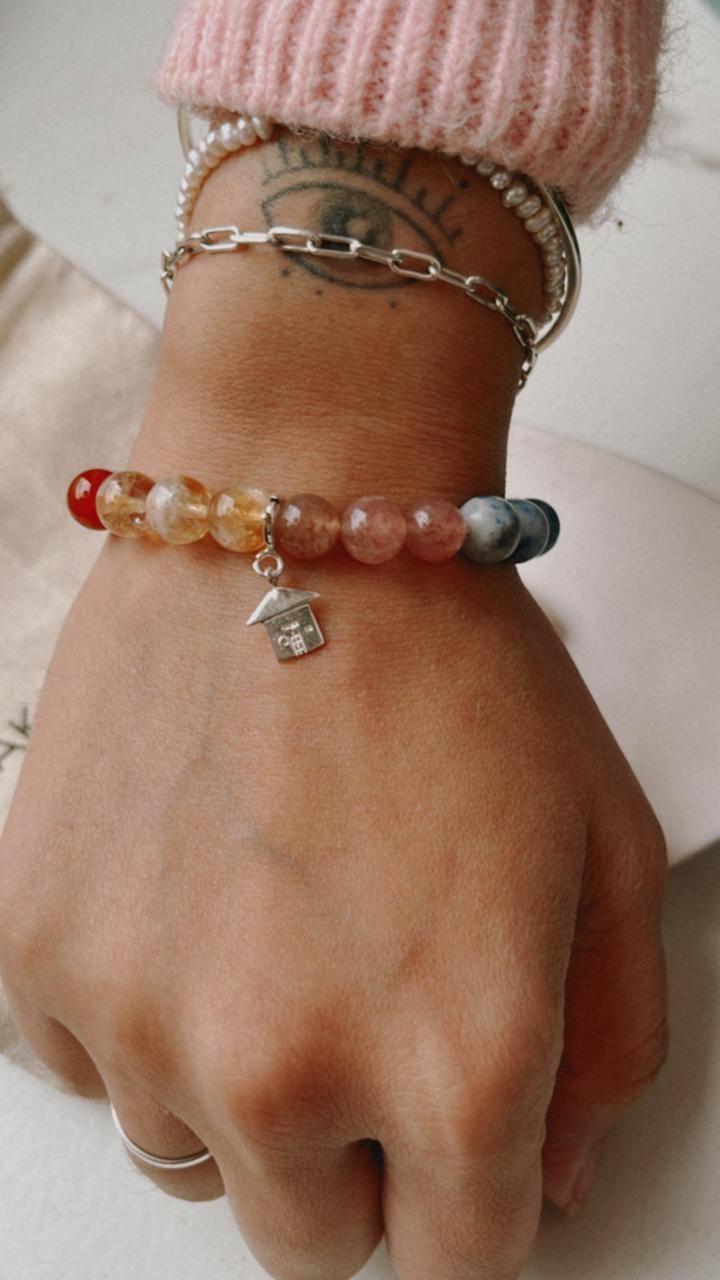 Handcrafted Silver Bracelet with House Charm and Motivational 'I Deserve It All' Message