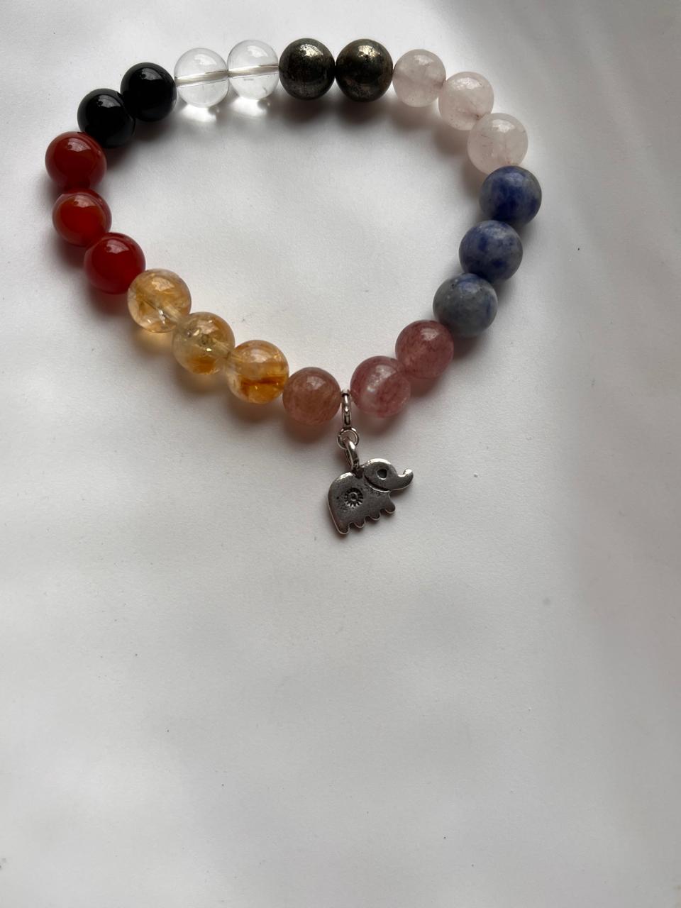 Handcrafted Silver Bracelet with Hathi Elephant Charm and Motivational Message