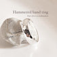Hammered thick band 925 silver ring with textured design