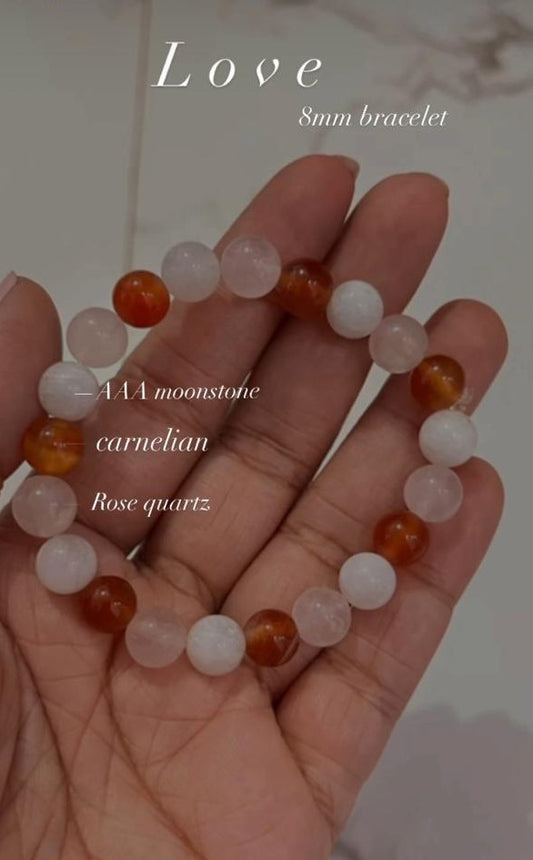 Love 8mm Crystal Natural Bracelet with Healing Gemstones