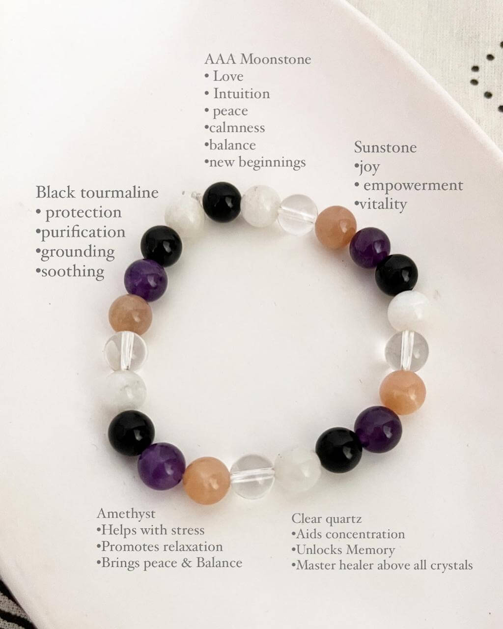 Healing 8mm Crystal Bracelet for Empaths and Emotional Balance