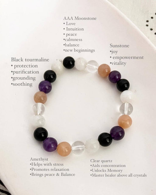 Healing 8mm Crystal Bracelet for Empaths and Emotional Balance