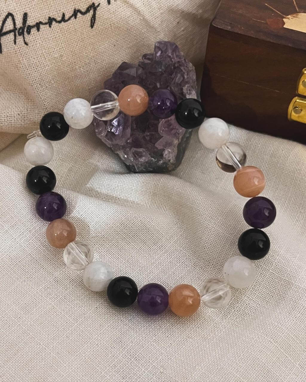 8mm Gemstone Empath Protection Bracelet with Healing Crystals