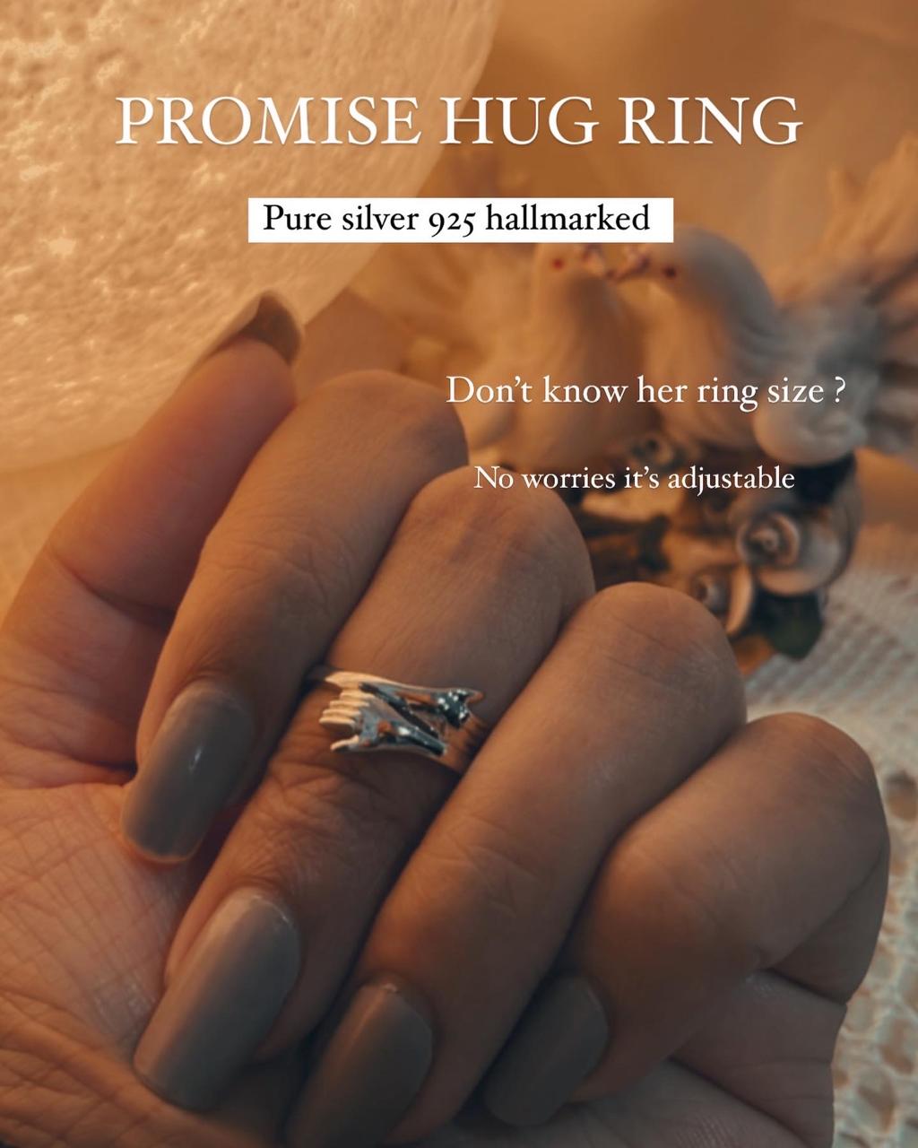 Elegant Hug adjustable silver ring in 925 sterling silver