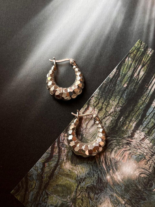 925 Silver Chunky Disco U Hoop Earrings